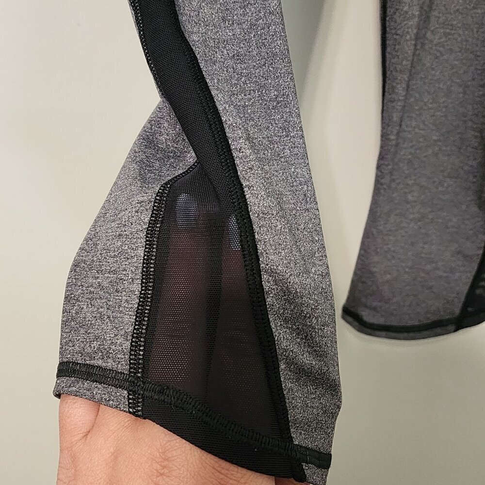 Lululemon size 6 women gray cropped leggings black sheer details - Picture 3 of 13